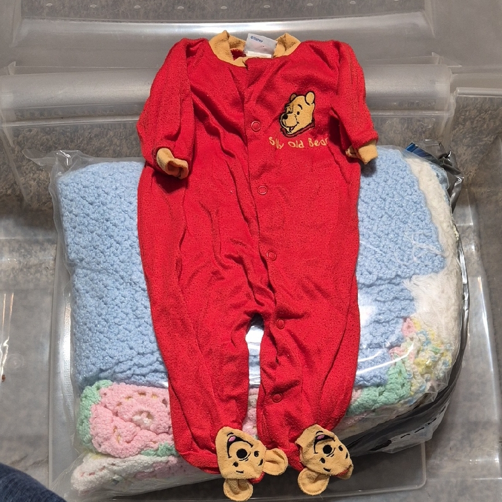 Red Kids One Piece with Bear Design